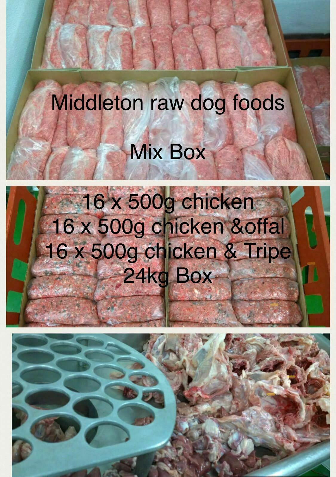 Mix Box Frozen Dog Food 48x 500g bags 24kg box Middleton